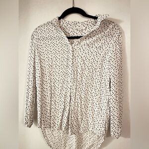 beachlunchlounge White and Black Heart Button Down Shirt